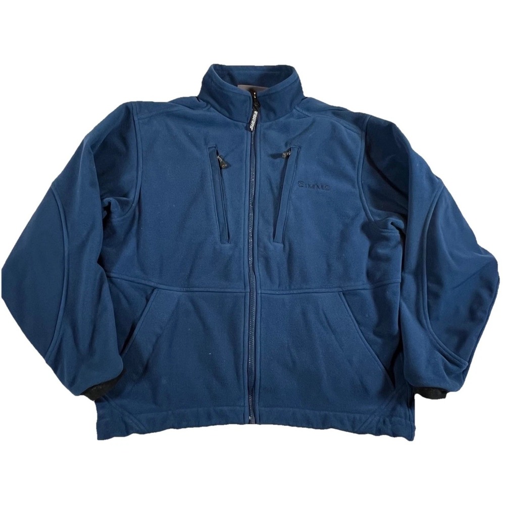 Simms Jacket Mens Blue‎ Sz Med Fishing Full Zip Fleece Windstopper
